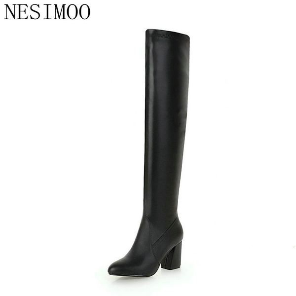 nesimoo 2019 women shoes over the knee boots pu leather square high heel classic pointed toe ladies motorcycle shoes size 34-43, Black
nesimoo 2019 women shoes over the knee boots pu leather square high heel classic pointed toe ladies motorcycle shoes size 34-43, Black