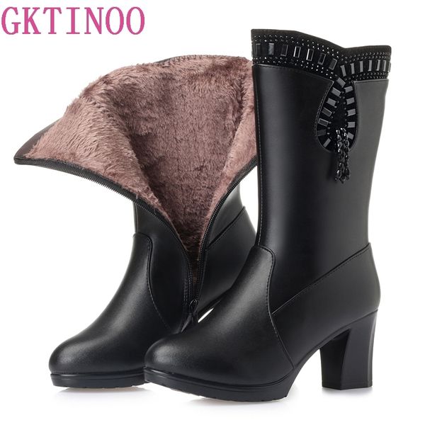 gktinoo new women winter snow boots mid-calf thick high heels genuine leather shoes women warm plush&wool boots ladies plus size, Black
gktinoo new women winter snow boots mid-calf thick high heels genuine leather shoes women warm plush&wool boots ladies plus size, Black