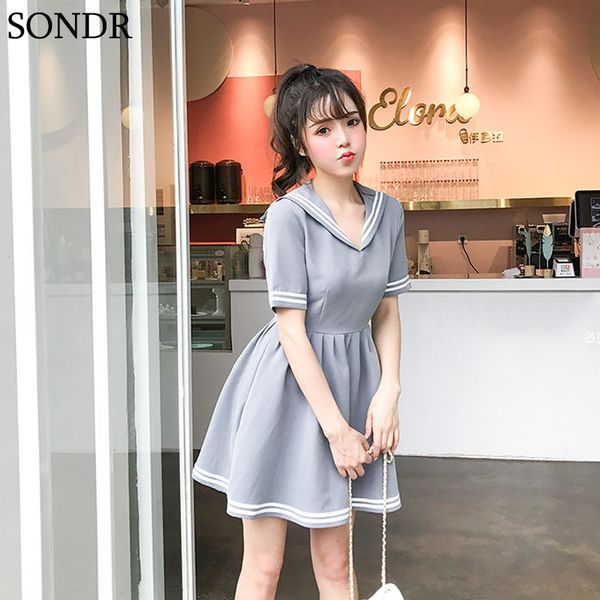 casual dresses japan kawaii sweet soft sister 2021 summer mori girl pleated dress short sleeve sailor collar cotton vestidos, Black;gray
casual dresses japan kawaii sweet soft sister 2021 summer mori girl pleated dress short sleeve sailor collar cotton vestidos, Black;gray