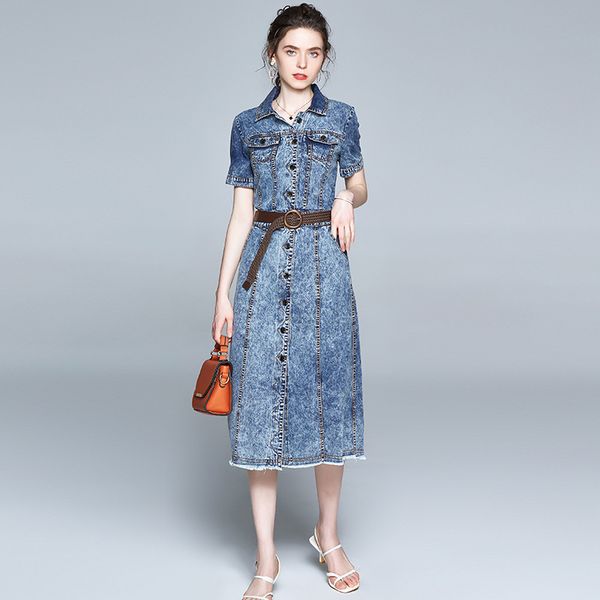2020 summer ladies jeans dresses short sleeve slim turn down collar vintage denim dresses european female women, Black;gray
2020 summer ladies jeans dresses short sleeve slim turn down collar vintage denim dresses european female women, Black;gray