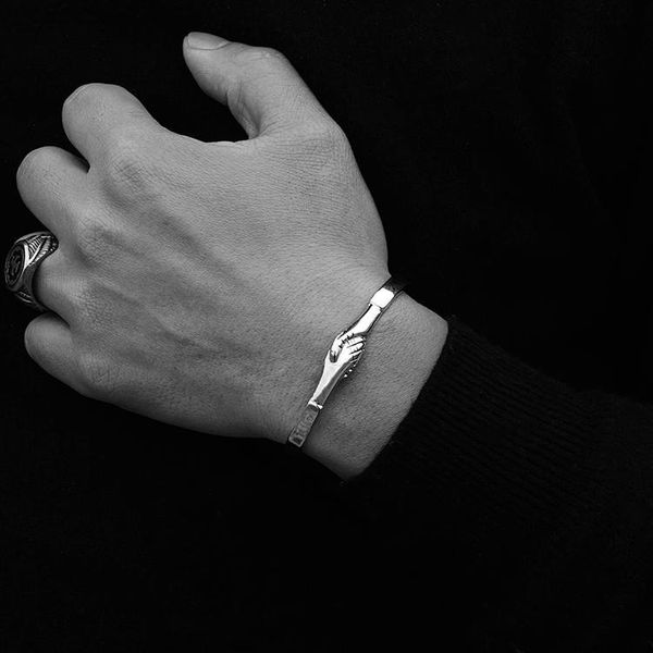 european and american original popular brand peace men and women open bracelet titanium steel couple handshake retro meaning peace bracelet, Golden;silver
european and american original popular brand peace men and women open bracelet titanium steel couple handshake retro meaning peace bracelet, Golden;silver