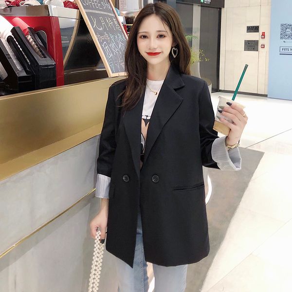 womens black blazers and jackets spring autumn women notched collar double breasted long loose blazer outwear s-xxl, White;black
womens black blazers and jackets spring autumn women notched collar double breasted long loose blazer outwear s-xxl, White;black