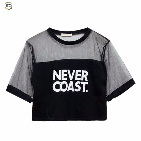 women girls loose crop t-shirt crew neck hollow out see-through gauze letter 20199 popular product female clothes, White
women girls loose crop t-shirt crew neck hollow out see-through gauze letter 20199 popular product female clothes, White