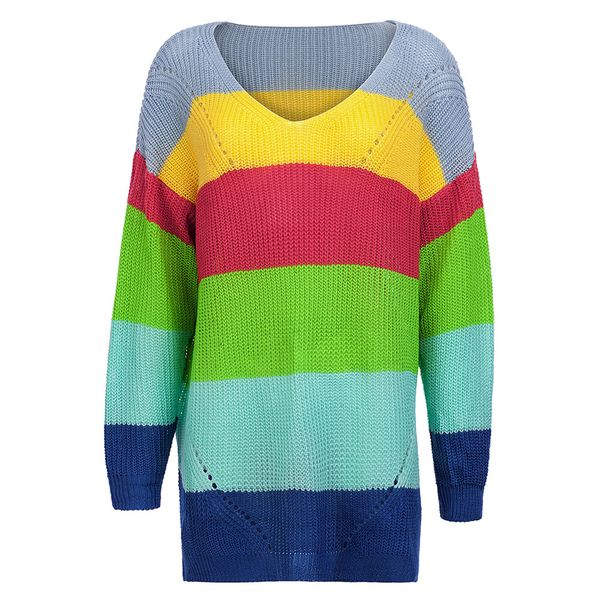 daily wear pullover fashion rainbow stripe crew neck autumn contrast color long sleeve loose knit gift women sweater casual, White;black
daily wear pullover fashion rainbow stripe crew neck autumn contrast color long sleeve loose knit gift women sweater casual, White;black