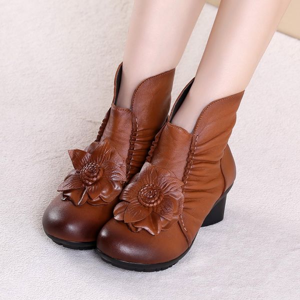 2019 new spring autumn original handmade flowers fashion boots retro first layer cowhide leather boots women shoes ankle, Black
2019 new spring autumn original handmade flowers fashion boots retro first layer cowhide leather boots women shoes ankle, Black