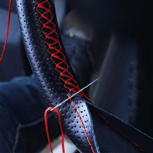 42-50cm genuine leather truck suv bus steering wheel cover with needle and thread universal braid diy car styling black
42-50cm genuine leather truck suv bus steering wheel cover with needle and thread universal braid diy car styling black