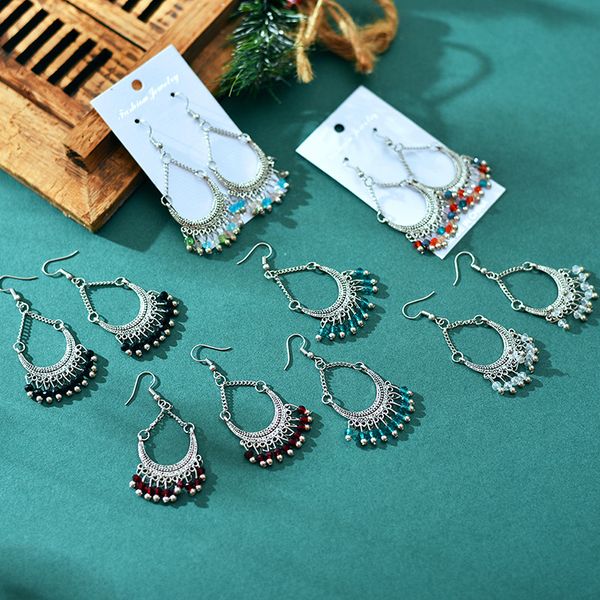 boho vintage crescent silver color dangle earrings for women ethnic corful beads jhumka dangling earrings
boho vintage crescent silver color dangle earrings for women ethnic corful beads jhumka dangling earrings