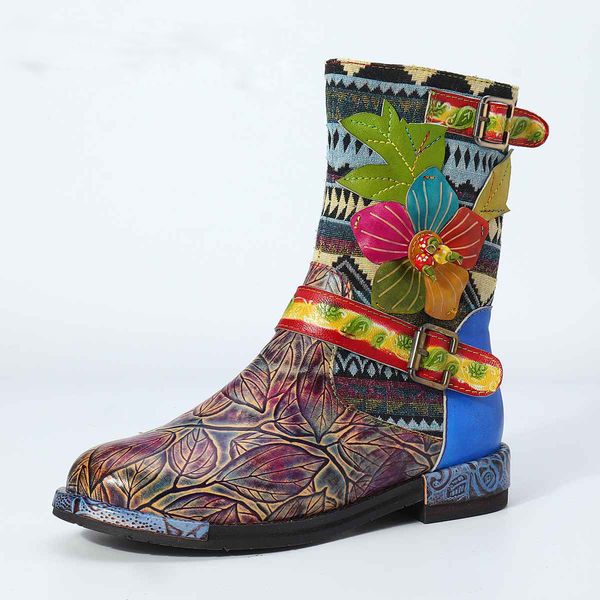 fashion retro mid-calf boots women genuine leather printed flower winter boots women shoes flower block heels, Black
fashion retro mid-calf boots women genuine leather printed flower winter boots women shoes flower block heels, Black