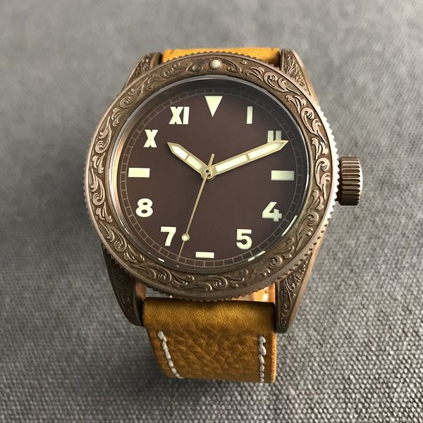 san martin men vintage diving watches bronze carved swiss eta2824automatic watch 500 water resistant relojes hombre 2018 for men, Slivery;brown
san martin men vintage diving watches bronze carved swiss eta2824automatic watch 500 water resistant relojes hombre 2018 for men, Slivery;brown