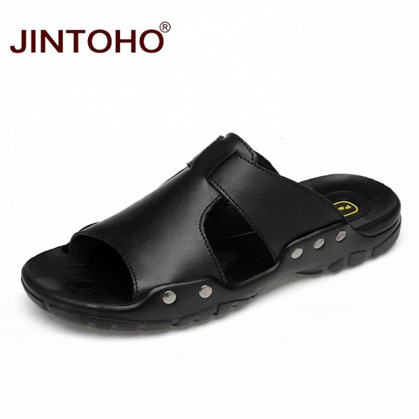 jintoho summer men genuine leather slippers brand leather slippers for men black shoes large size beach
jintoho summer men genuine leather slippers brand leather slippers for men black shoes large size beach