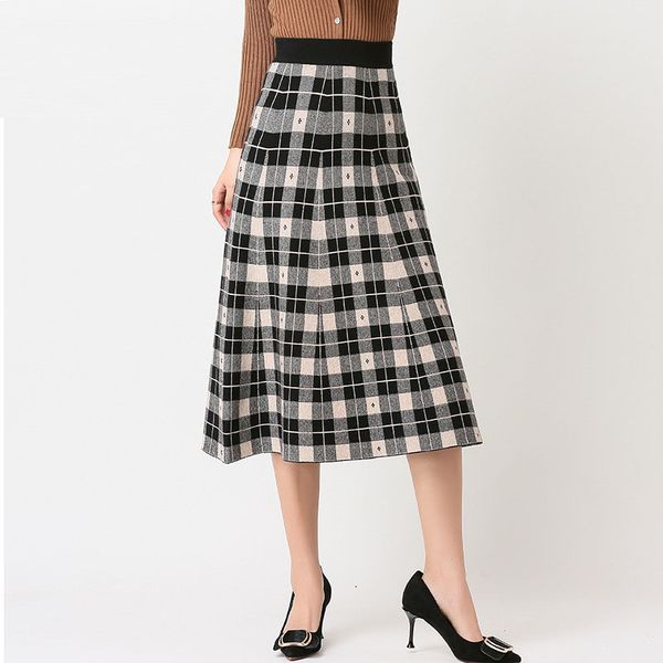 women's knit skirt plaid autumn winter high waist office lady checkerboard skirts woman knitting female urban faldas ls221, Black
women's knit skirt plaid autumn winter high waist office lady checkerboard skirts woman knitting female urban faldas ls221, Black