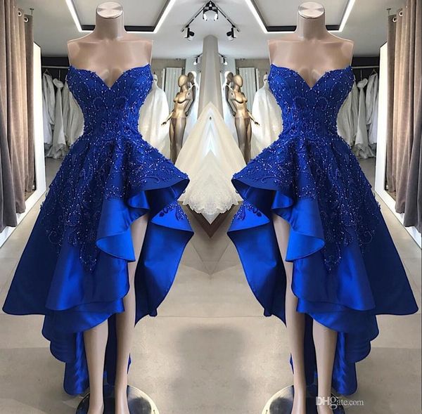 vintage royal blue short high low prom dresses real image a line beaded appliques sweetheart asymmetrical long evening party gowns, Black
vintage royal blue short high low prom dresses real image a line beaded appliques sweetheart asymmetrical long evening party gowns, Black