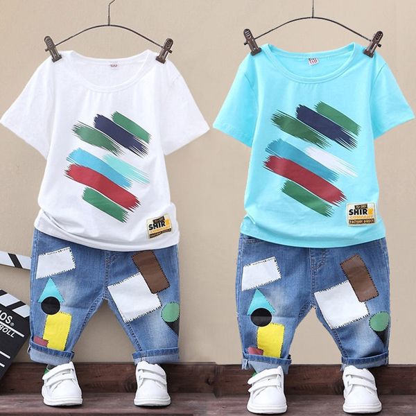 2019 summer boys clothes sport suit set fashion casual short sleeve o-neck children's clothing set 2 pieces t-shirt + jeans t200414, White
2019 summer boys clothes sport suit set fashion casual short sleeve o-neck children's clothing set 2 pieces t-shirt + jeans t200414, White