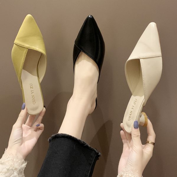 shoes women square heel pointed toe female mule low ladies' slippers med shallow soft block cover mules pu strange style, Black
shoes women square heel pointed toe female mule low ladies' slippers med shallow soft block cover mules pu strange style, Black
