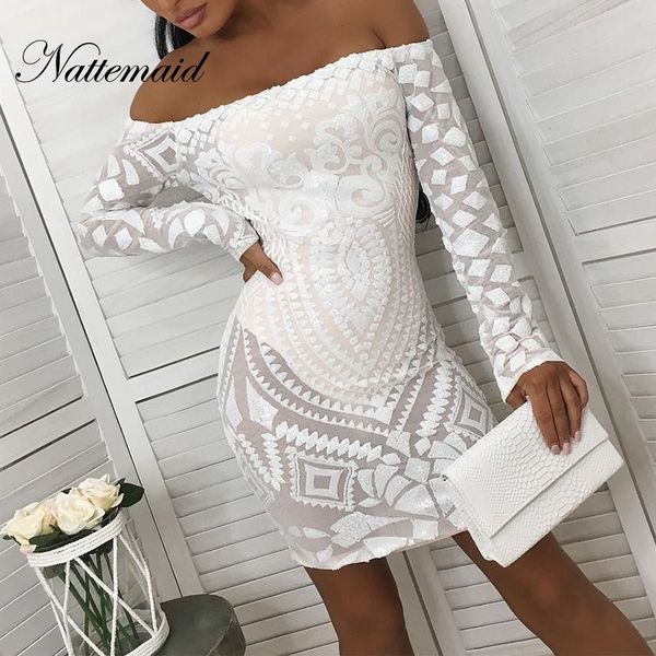 nattemaid slash neck 2019 autumn winter sequin dresses women mini party white dress off shoulder bodycon dress vestidos, Black;gray
nattemaid slash neck 2019 autumn winter sequin dresses women mini party white dress off shoulder bodycon dress vestidos, Black;gray