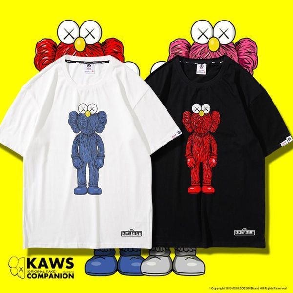 20 kaws sesame street joint kanye designer men's t-shirt high-quality ladies short-sleeved casual american tide brand summer off t-shir, White;black
20 kaws sesame street joint kanye designer men's t-shirt high-quality ladies short-sleeved casual american tide brand summer off t-shir, White;black