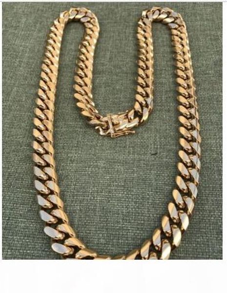 14mm men cuban miami link chain 18k gold plated 270 grams heavy, Silver
