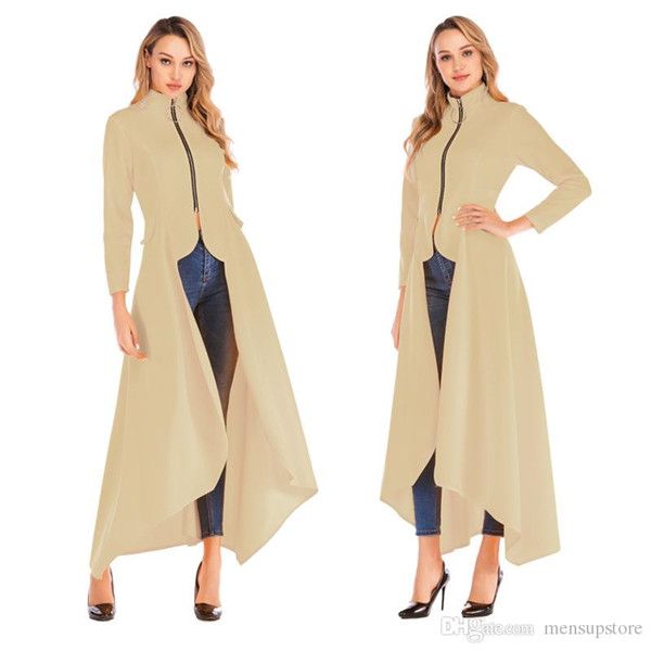 women designer long jackets 19ss spring new zipper slim fit irregular solid blazer jacket coats, Black;brown
women designer long jackets 19ss spring new zipper slim fit irregular solid blazer jacket coats, Black;brown