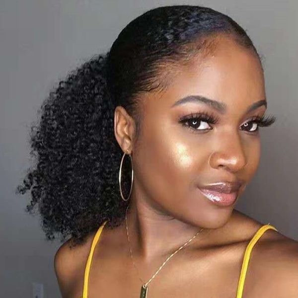 chic natural kinky curly ponytail extensions brazilian hair drawstring ponytail virgin human hair afro kinky ponytails afro puffs 120g, Black
chic natural kinky curly ponytail extensions brazilian hair drawstring ponytail virgin human hair afro kinky ponytails afro puffs 120g, Black