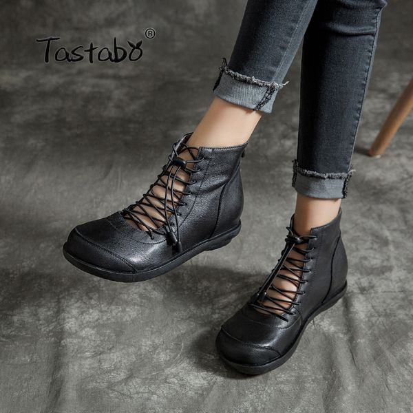 tastabo 2019 new women's boots leather craft rubber wear sole comfortable leather lining summer breathable women's shoes, Black
tastabo 2019 new women's boots leather craft rubber wear sole comfortable leather lining summer breathable women's shoes, Black