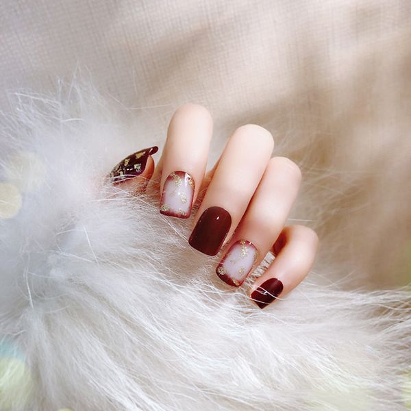 24pcs/set wine red gradient oval fake nails popular fake press on nails waterproof daily fashion art tips, Red;gold
24pcs/set wine red gradient oval fake nails popular fake press on nails waterproof daily fashion art tips, Red;gold