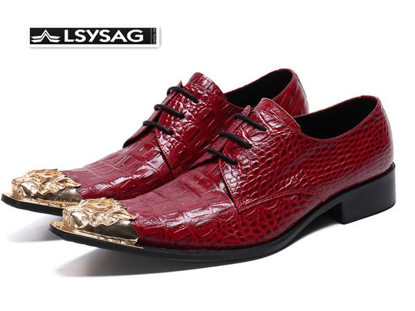 italian handmade men oxford shoes red genuine leather wedding formal shoes lace up men brogue big size, Black