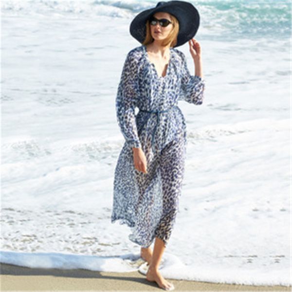 bikini cover up swimsuit women leopard chiffon beach cover up tunics for beach long kaftan robe de plage sarong suit, Blue;gray
bikini cover up swimsuit women leopard chiffon beach cover up tunics for beach long kaftan robe de plage sarong suit, Blue;gray