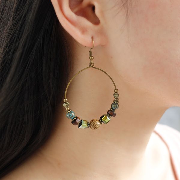colorful beads dangle stone earrings ethnic trendy style earring metal hoop circle exaggerated ethnic drop earring, Silver
colorful beads dangle stone earrings ethnic trendy style earring metal hoop circle exaggerated ethnic drop earring, Silver