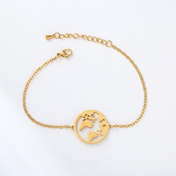 european and american stainless steel pendant map bracelet personalized lady bracelet, Black
european and american stainless steel pendant map bracelet personalized lady bracelet, Black