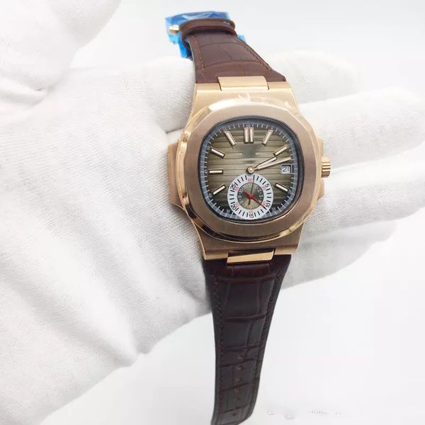 Luxury Brand Mens Watch Nautilus Automatic Mechanical Brown Leather Strap Rose Gold Case Brown Dial Transparent Back
Luxury Brand Mens Watch Nautilus Automatic Mechanical Brown Leather Strap Rose Gold Case Brown Dial Transparent Back