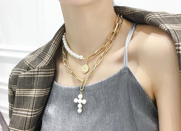 new european and american designers exaggerate brand necklace cross pearl multi-layer clavicle chain fashion metal neck accessories, Silver
new european and american designers exaggerate brand necklace cross pearl multi-layer clavicle chain fashion metal neck accessories, Silver