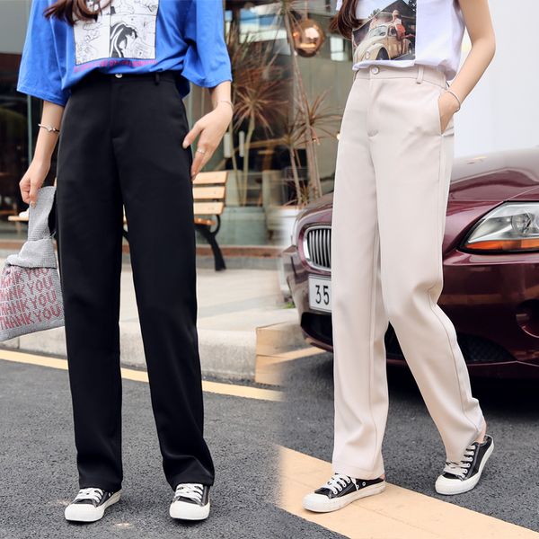 2019 new arrivals women trousers straight solid high waist knitted pant flat zippers button regular full length office lady wear, Black;white
2019 new arrivals women trousers straight solid high waist knitted pant flat zippers button regular full length office lady wear, Black;white