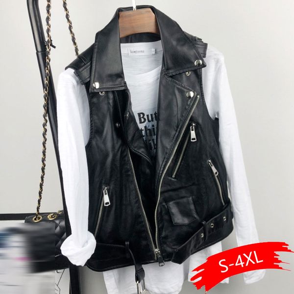 new pu leather waistcoat women motorcycle vest coat casual sleeveless vests large size 4xl, Black;white
new pu leather waistcoat women motorcycle vest coat casual sleeveless vests large size 4xl, Black;white