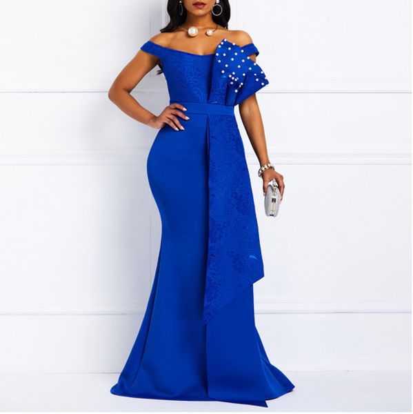 women off shoulder long dress mermaid slash neck beads skinny prom evening fashion plus size lace elegant party maxi dress, Blue;gray
women off shoulder long dress mermaid slash neck beads skinny prom evening fashion plus size lace elegant party maxi dress, Blue;gray