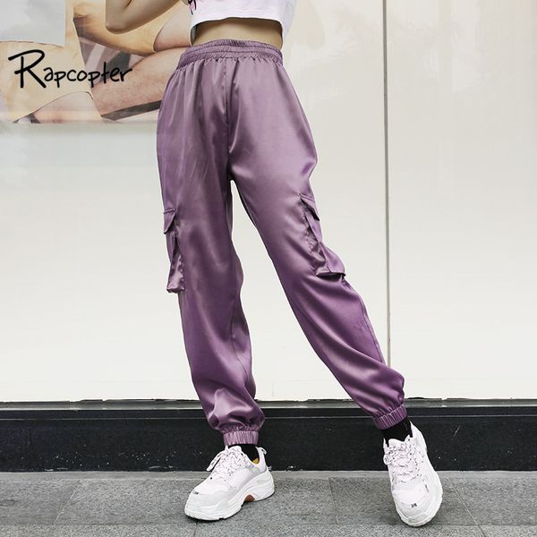 rapcopter women fashion high waist satin pants 2018 streetwear pockets pencil women joggers elastic waist ankle-length pants, Black;white
rapcopter women fashion high waist satin pants 2018 streetwear pockets pencil women joggers elastic waist ankle-length pants, Black;white