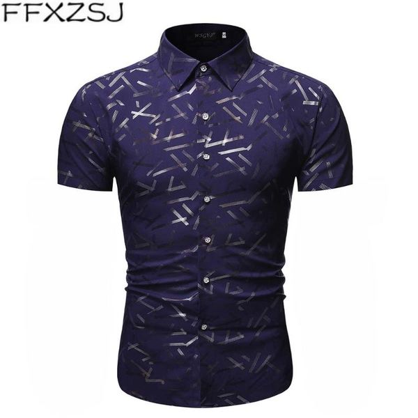 men's new summer vacation leisure fashion business personality slim stripe printed short sleeve shirt wedding european size xxl, White;black 
men's new summer vacation leisure fashion business personality slim stripe printed short sleeve shirt wedding european size xxl, White;black