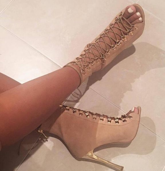 moraima snc lace up peep-toe zipper stiletto high heel ankle boot sandals nude brown suede thin heels sandal boots woman, Black
moraima snc lace up peep-toe zipper stiletto high heel ankle boot sandals nude brown suede thin heels sandal boots woman, Black