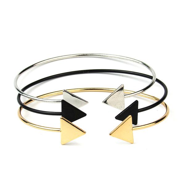 new fashion simple open twist cuff double triangle bangles bracelets jewelry for women girl, Black
new fashion simple open twist cuff double triangle bangles bracelets jewelry for women girl, Black