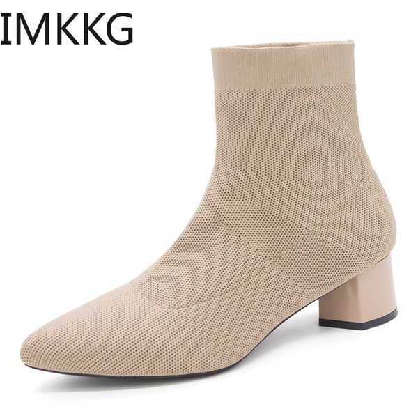 women knitting elastic autumn ankle boots square middle heels female pointed toe short sock boot ladies casual shoes f90346, Black
women knitting elastic autumn ankle boots square middle heels female pointed toe short sock boot ladies casual shoes f90346, Black