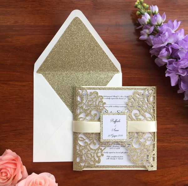 customized laser cut glitter wedding party invitations with band tag, marriage invitation cards, 100pcs, express shipping
customized laser cut glitter wedding party invitations with band tag, marriage invitation cards, 100pcs, express shipping