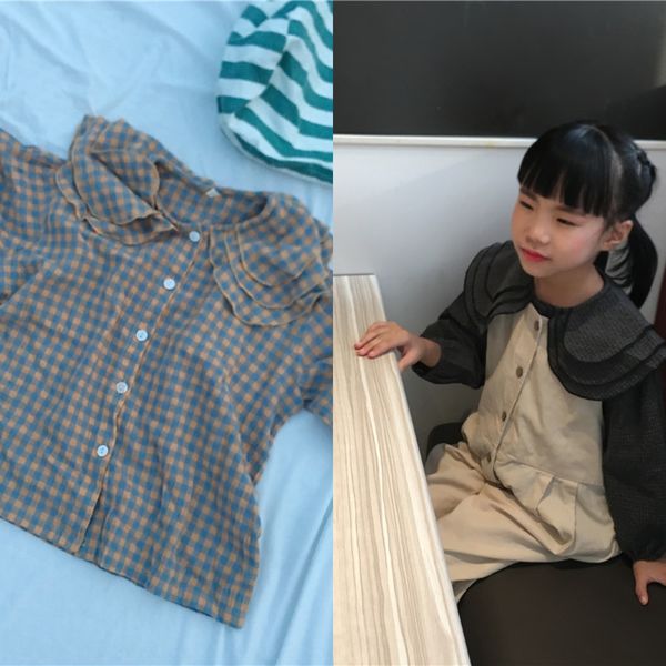 girls cotton and linen long-sleeved 2020 girls' baby plaid doll cotton and linen shirt doll collar long-sleeved shirt, White;black
girls cotton and linen long-sleeved 2020 girls' baby plaid doll cotton and linen shirt doll collar long-sleeved shirt, White;black