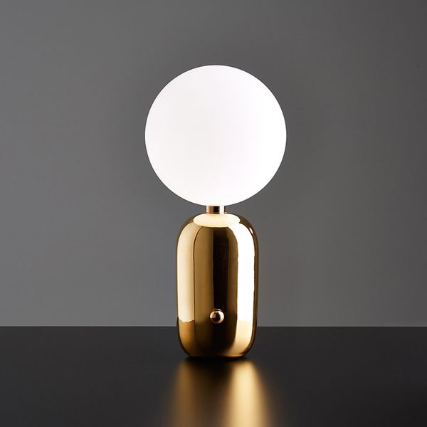 Modern Glass Ball Table Lamps Gold Black Bedroom Bedside Desk Lamp Creative Designer Study Small Table Light Fixture