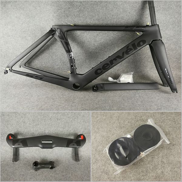 Bob black on black t1000 ud matte cervelo 5 carbon road frame handlebar frame et with bbright 48 51 54 56 58cm 003 hipping