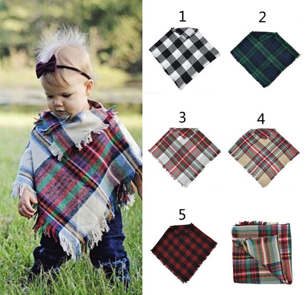 

5 colors baby girls winter plaid cloak cape kids lattice shawl scarf poncho cashmere cloaks outwear children coats jackets clothing b001, Camo