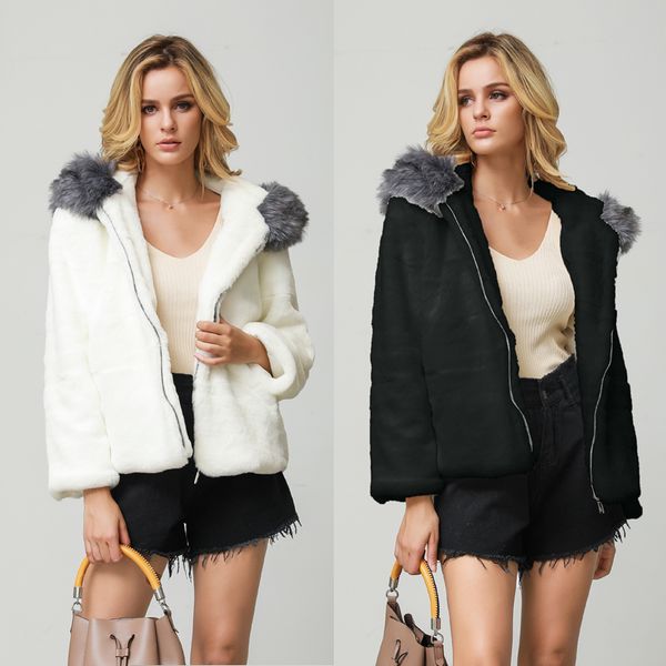 casual female autumn winter zipper coat with pockets fashion hooded jacket loose faux fur plush warm coats black white outwear
casual female autumn winter zipper coat with pockets fashion hooded jacket loose faux fur plush warm coats black white outwear