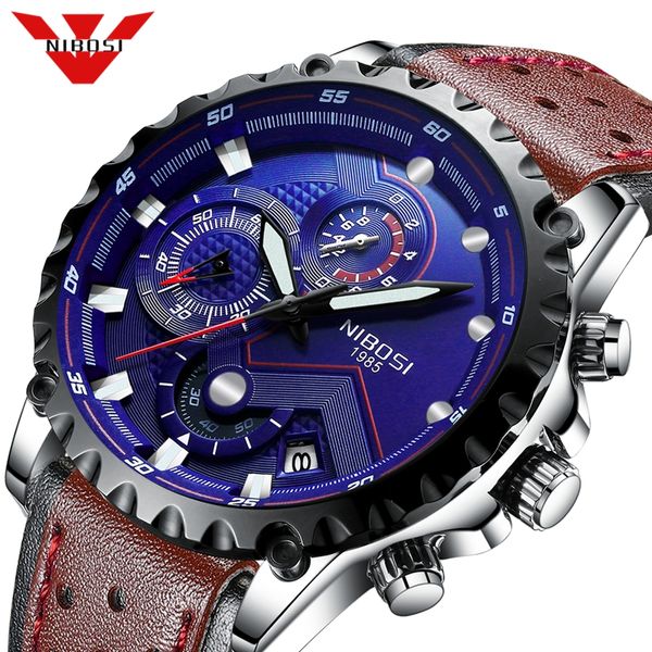 nibosi 2019 new sport chronograph mens watches brand casual leather waterproof date quartz watch man clock relogio masculino, Slivery;brown
nibosi 2019 new sport chronograph mens watches brand casual leather waterproof date quartz watch man clock relogio masculino, Slivery;brown
