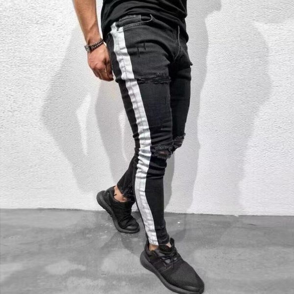ripped jeans for mens slim fit pants classic jeans male denim designer trousers casual skinny straight elasticity pants, Blue
ripped jeans for mens slim fit pants classic jeans male denim designer trousers casual skinny straight elasticity pants, Blue