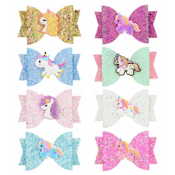 3.5 inches unicorn glitter hair bows with clip for kids girls boutique hair clip dance party hairgrips headwear accessories, Slivery;white 
3.5 inches unicorn glitter hair bows with clip for kids girls boutique hair clip dance party hairgrips headwear accessories, Slivery;white