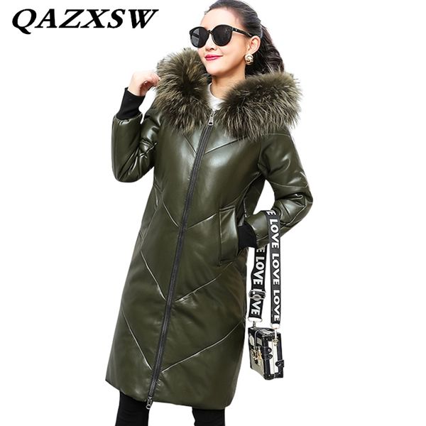 2018 winter women genuine leather coat fashion large size slim thick hooded raccoon fur collar sheep skin long down jacket lf142, Black
2018 winter women genuine leather coat fashion large size slim thick hooded raccoon fur collar sheep skin long down jacket lf142, Black