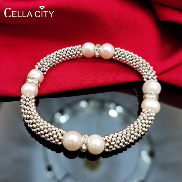 cellacity trendy silver 925 bracelet for women jewelry nearround natural freshwater pearl punk rock party jewelry female gifts, Golden;silver
cellacity trendy silver 925 bracelet for women jewelry nearround natural freshwater pearl punk rock party jewelry female gifts, Golden;silver